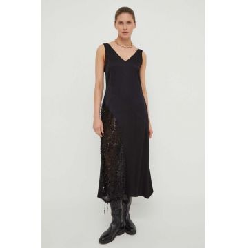 Day Birger et Mikkelsen rochie culoarea negru, midi, evazati