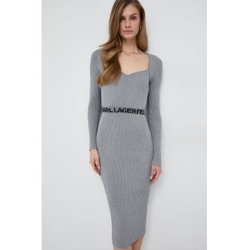 Karl Lagerfeld rochie culoarea gri, mini, mulata