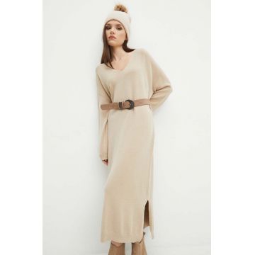 Medicine rochie culoarea bej, maxi, drept