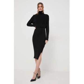 Morgan rochie si pulover culoarea negru, mini, mulata