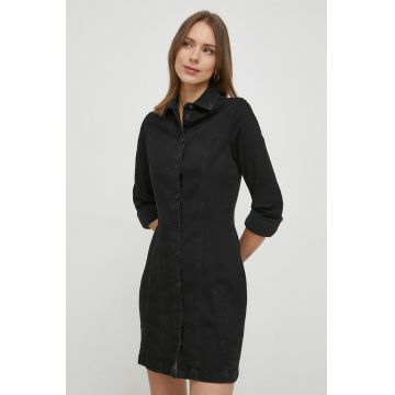 Pepe Jeans rochie jeans culoarea negru, mini, mulata