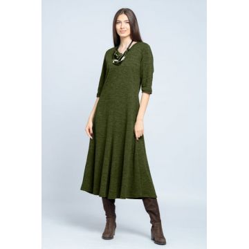 Rochie cambrata din lana kaki