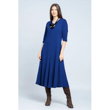 Rochie cambrata din tricot de vascoza, albastru electric