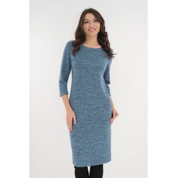 Rochie dreapta din jerse moale bleu