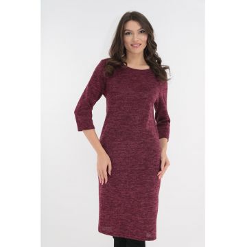 Rochie dreapta din jerse moale bordo