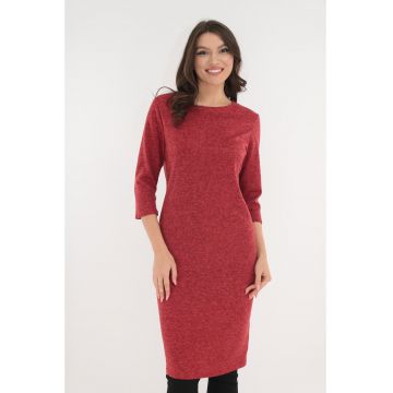 Rochie dreapta din jerse moale rosu
