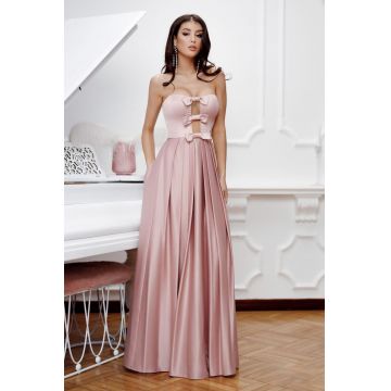 Rochie eleganta lunga din tafta roz pudra