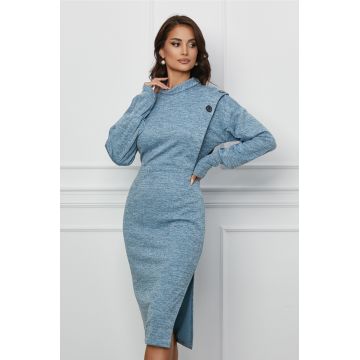 Rochie Moze bleu cu nasturi la bust