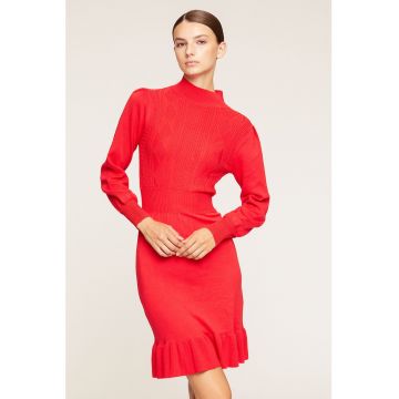 Rochie tricotata fin cu model torsade