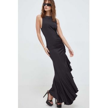 Rotate rochie culoarea negru, midi, mulata