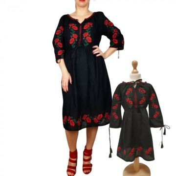 Set Mama si Fiica Rochii traditionale cu maci - 3 rochie mama si rochita fetita