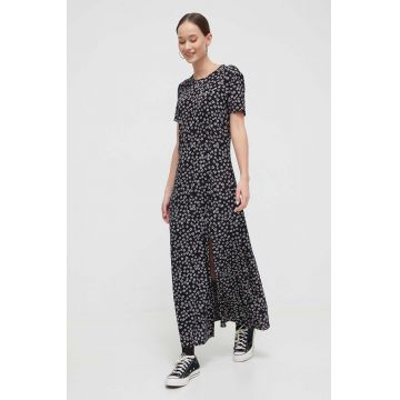 Tommy Jeans rochie culoarea negru, maxi, evazati