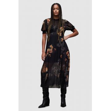 AllSaints rochie Laverna culoarea negru, maxi, evazati