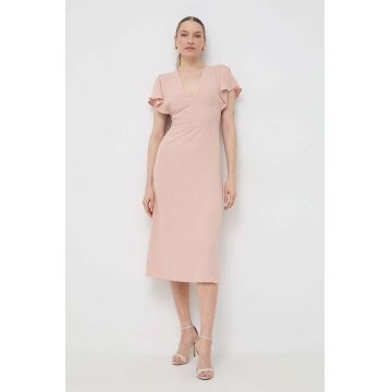 BOSS rochie culoarea bej, midi, drept 50488660