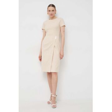 BOSS rochie culoarea bej, mini, mulata