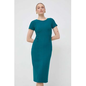 BOSS rochie culoarea verde, mini, mulata