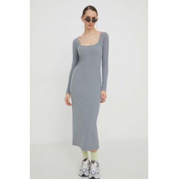 Hollister Co. rochie culoarea gri, midi, mulata