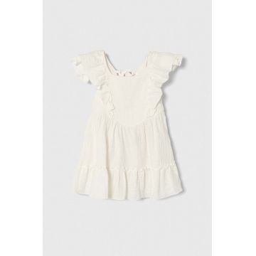 Jamiks rochie din bumbac pentru copii culoarea bej, mini, evazati