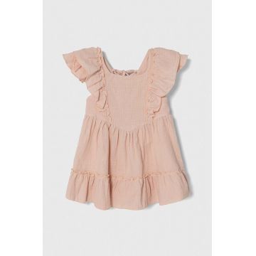 Jamiks rochie din bumbac pentru copii culoarea roz, mini, evazati