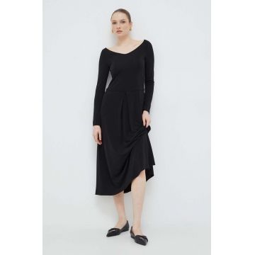 Max Mara Leisure rochie culoarea negru, midi, evazati