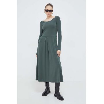 Max Mara Leisure rochie culoarea verde, midi, evazati