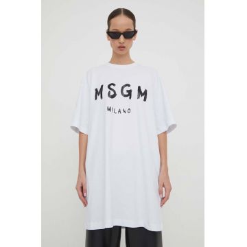 MSGM rochie din bumbac culoarea alb, mini, oversize