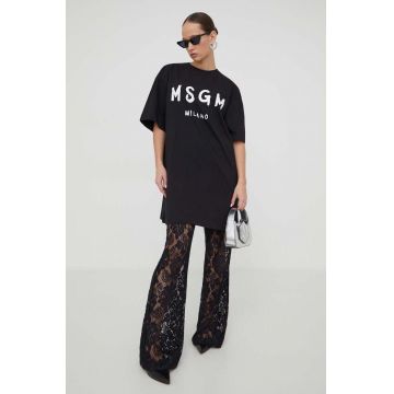 MSGM rochie din bumbac culoarea negru, mini, oversize