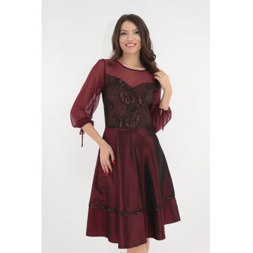 Rochie eleganta din tafta grena cu lurex auriu