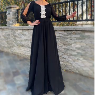 Rochie lunga cu motive crosetate Morticia