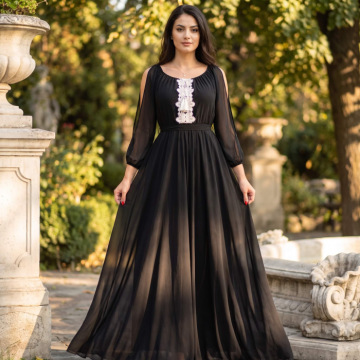 Rochie lunga cu motive crosetate Morticia