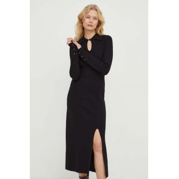 The Kooples rochie culoarea negru, midi, drept