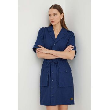 G-Star Raw rochie din bumbac culoarea albastru marin, mini, drept