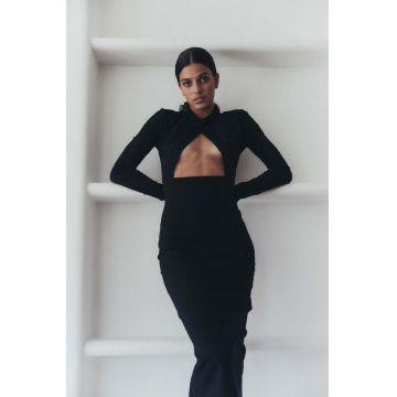 MUUV. rochie JAWS culoarea negru, midi, mulată