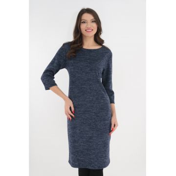 Rochie dreapta din jerse moale bleumarin