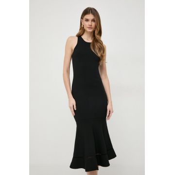 Victoria Beckham rochie culoarea negru, midi, mulată 1124KDR005079A