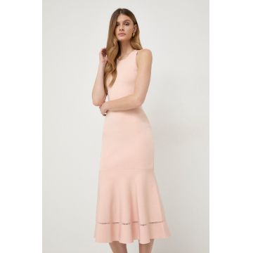 Victoria Beckham rochie culoarea portocaliu, midi, mulata