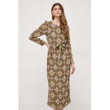 Weekend Max Mara rochie culoarea galben, midi, evazati