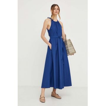 Weekend Max Mara rochie din bumbac culoarea albastru marin, maxi, evazati