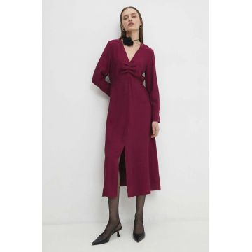 Answear Lab rochie culoarea bordo, midi, drept