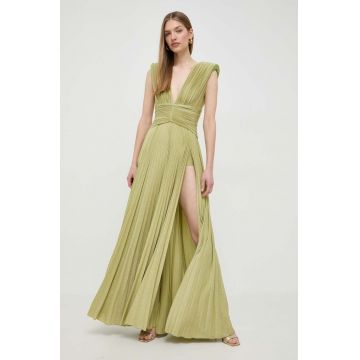 Elisabetta Franchi rochie culoarea verde, maxi, evazati