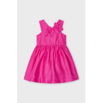 Mayoral rochie cu amestec de in pentru copii culoarea roz, mini, evazati