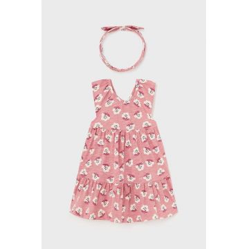 Mayoral rochie din bumbac pentru bebeluși culoarea roz, mini, evazati