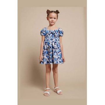 Mayoral rochie din bumbac pentru copii culoarea albastru marin, mini, evazati