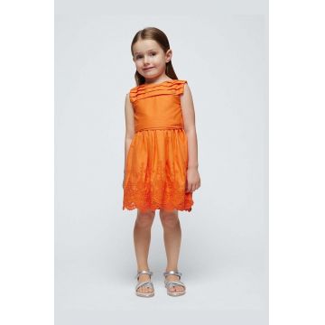 Mayoral rochie din bumbac pentru copii culoarea portocaliu, mini, evazati
