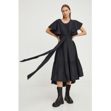 MMC STUDIO rochie culoarea negru, midi, evazati