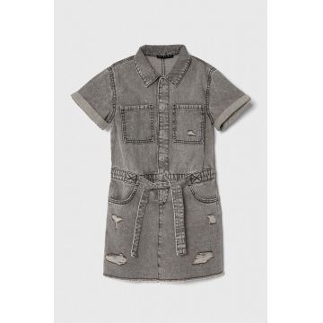 Sisley rochie din denim pentru copii culoarea gri, mini, drept