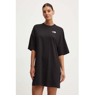 The North Face rochie W S/S Essential Oversize Tee Dress culoarea negru, mini, oversize, NF0A87NFJK31