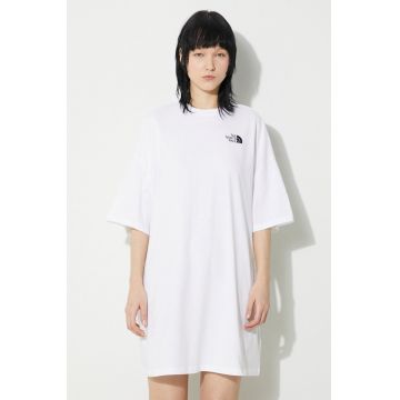 The North Face rochie W S/S Essential Tee Dress culoarea alb, mini, oversize, NF0A87NFFN41