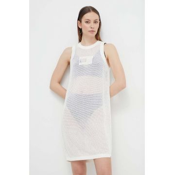 Tommy Jeans rochie culoarea bej, mini, drept