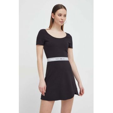 Tommy Jeans rochie culoarea negru, mini, evazați DW0DW17924